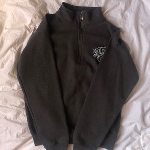 A grey thick zip up jacket